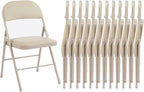 Folding Chair 4 Pack, Leather Padded Foldable Chairs, Sturdy Metal Portable Chairs, Easy to Use and Store, Outdoor and Indoor, for Home, Office, Party, Garden, Kahki