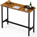44 inch Bar Table, Counter Bar Height Pub Table, Rectangular High Top Coffee Table, Narrow Long Kitchen & Dining Counter Tables with Sturdy Metal Frame, Rustic Brown