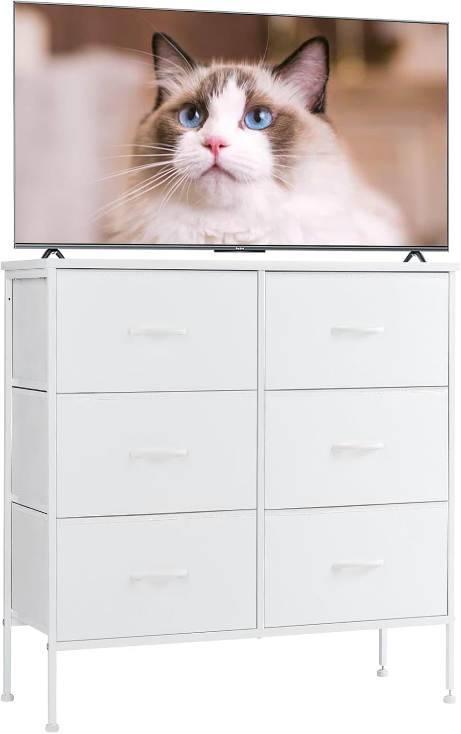 Dresser for Bedroom with 9 Storage Drawers, Large Fabric Storage Tower Organizer, Chest of Drawers with Metal Frame Wooden Top for Closet, Living Room, Entryway, Brown