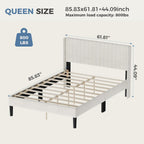 Queen Size Bed Frame with Modern Fabric Upholstered Wingback Headboard & Wooden Slats, 800lbs Capacity, No Box Spring Needed, Easy Assembly Upholstered Platform Bed, Beige