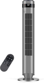 Tower Fan for Bedroom, 28dB Quiet Floor Standing Fan with Remote, 12H Timer, 5 Speeds, 4 Modes, LED Display, Portable Bladeless Oscillating Cooling Fan for Indoor, Home, Office - Silver
