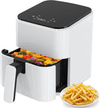 6.34QT Air Fryer with Window, 8 Food Presets with 400??F Max Heat, 90-Min Timer, Nonstick Dishwasher-Safe Basket for Air Fry, Roast, Reheat, Bake, Stainless Steel, Black