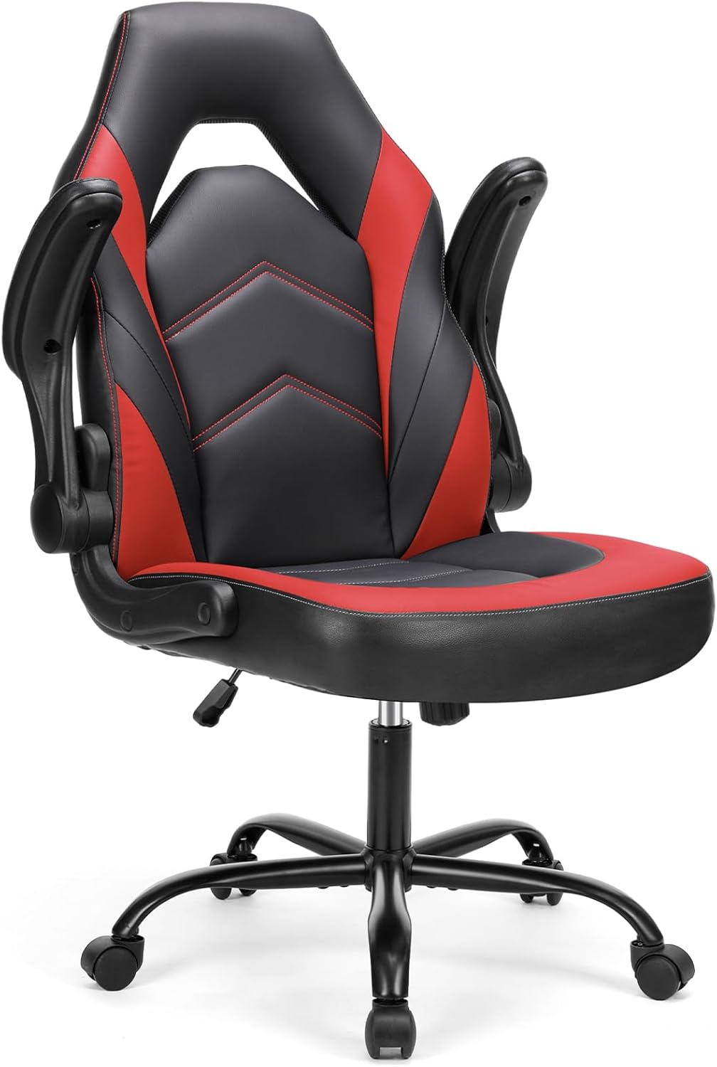 Computer Gaming Desk Chair - Big Tall Ergonomic Lumbar Support with Flip-up Armrest and 360?? Swivel Wheels, PU Leather Height Adjustable, for Home and Office, Black
