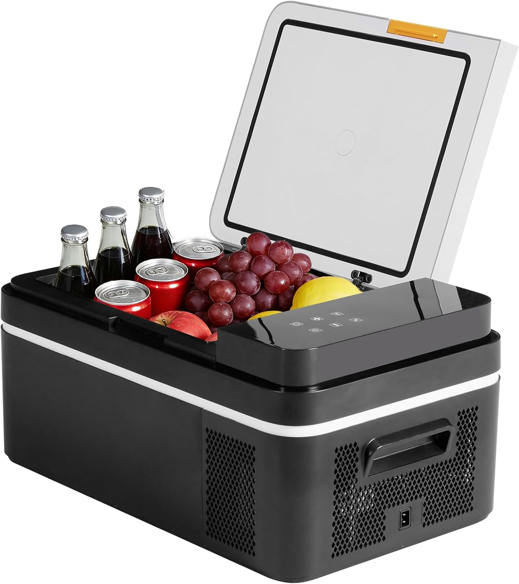 Portable Car Refrigerator, 17QT Single-Zone Electric Cooler for Vehicles, -4?H-68?H Freezer Smart Control via Bluetooth with Car Battery Protection, Child Lock, 12/24V DC & 100-240V AC Powered