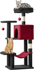33-inch Cat Tree Tower for Indoor Cats, Small Cat Scratching Post with Curved Bed, Cat Tree with Cat Condo for Adult, Grey