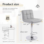 Bar Stools Set of 2, 24 inch Counter Height Bar Stools, Upholstered Modern Kitchen Barstools with Metal Base, PU Leather Saddle Stools for Kitchen Island, Grey