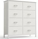 8 Drawer Storage Dresser with Wood Top - Wide Fabric Chest Organizer for Bedroom, Closet, Living Room,Tower Cabinet, TV Stand, Hallway Entryway Furniture,Grey