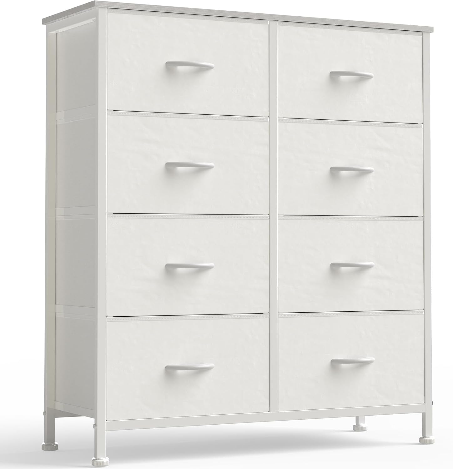 9 Drawer Storage Dresser with Wood Top - Wide Fabric Chest Organizer for Bedroom, Closet, Living Room,Tower Cabinet, TV Stand, Hallway Entryway Furniture,Bright White
