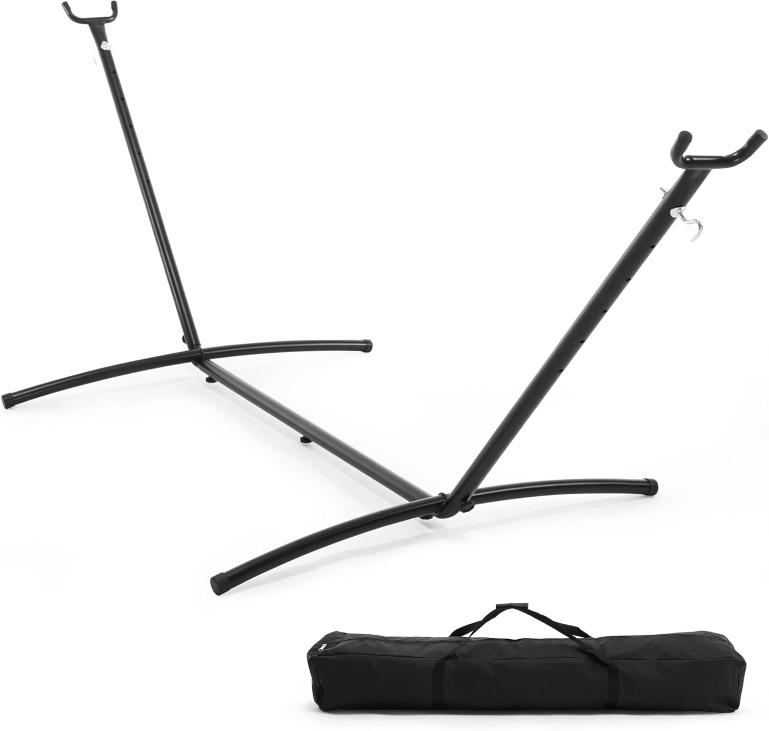 Double Hammock with Space Saving Stand, Heavy Duty Steel Frame, Portable for Outside & Indoor Use, 450lbs Capacity, Easy Assembly, Carrying Bag Included, Beige