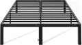 Queen Size Bed Frame - Heavy Duty Metal Platform Bedroom Frames King Size with Storage Space, No Box Spring Needed, 14 Inches High, Sturdy Steel Slat Support, Black