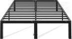Queen Size Bed Frame - Heavy Duty Metal Platform Bedroom Frames King Size with Storage Space, No Box Spring Needed, 14 Inches High, Sturdy Steel Slat Support, Black