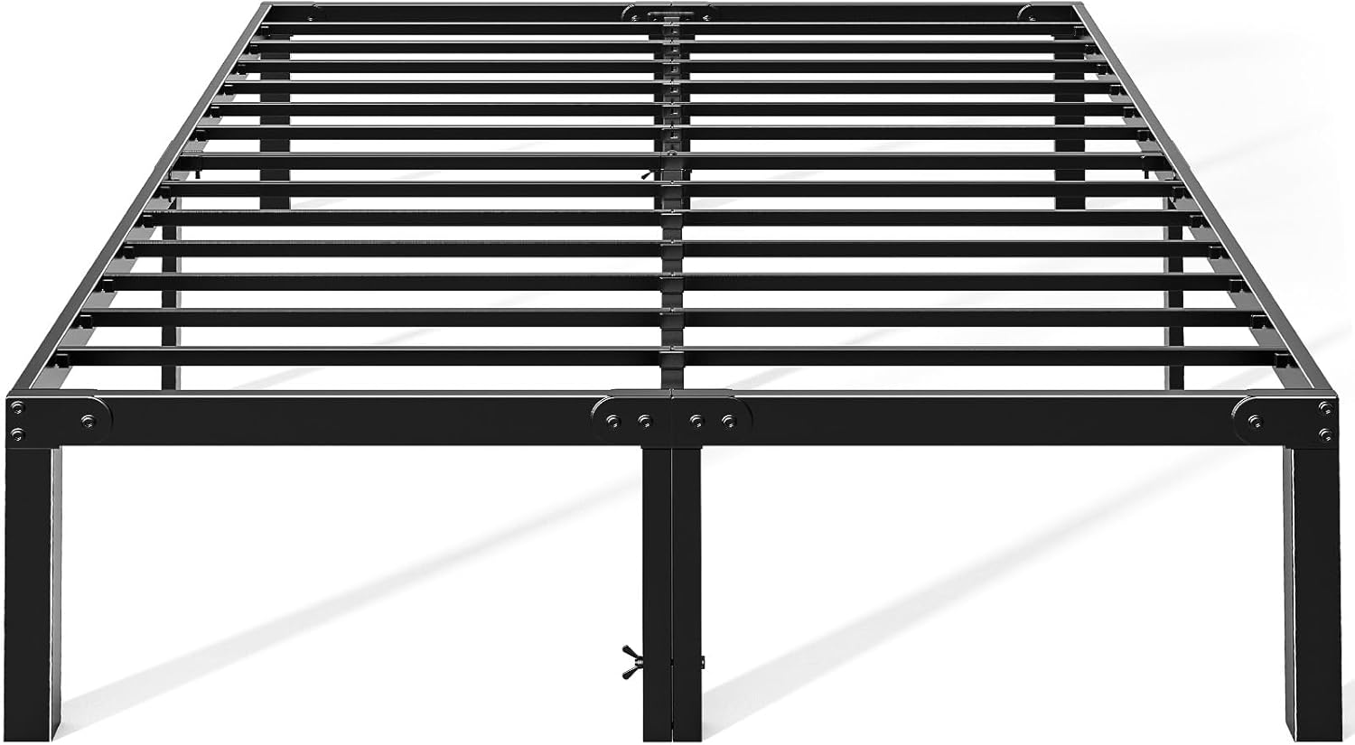 Queen Size Bed Frame - Heavy Duty Metal Platform Bedroom Frames King Size with Storage Space, No Box Spring Needed, 14 Inches High, Sturdy Steel Slat Support, Black