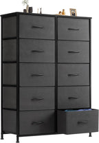 8 Drawer Storage Dresser with Wood Top - Wide Fabric Chest Organizer for Bedroom, Closet, Living Room,Tower Cabinet, TV Stand, Hallway Entryway Furniture,Grey