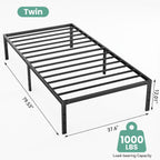 Twin Bed Frame, Heavy Duty Sturdy 12 Inch Metal Platform Bed Frames, Enhanced Stability & Noise-Free, Under-Bed Storage, No Box Spring Needed, Easy Assembly