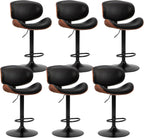 Swivel Bar Stools Set of 2, Adjustable Counter Height Bentwood BarStools, PU Leather Upholstery Bar Chair with Ergonomic Back and Footrest, Counter Stools for Bar, Home Kitchen Island, Brown