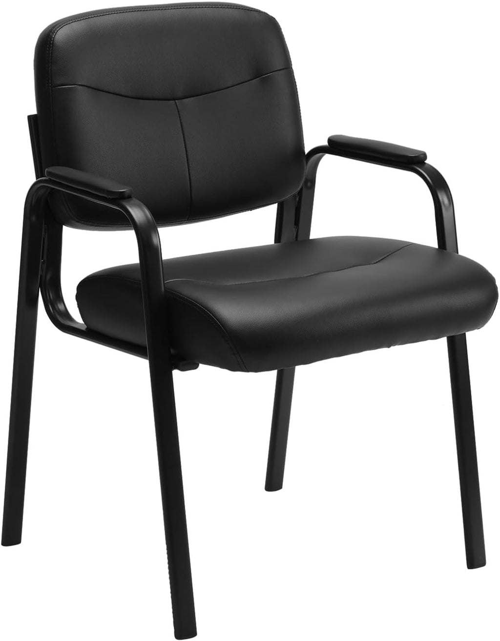 Waiting Room Chair Set of 6, Leather Office Desk Reception Guest Stationary Side Chairs with Padded Arms for Home Conference Lobby Area Meeting Church Medical Clinic Elderly Student