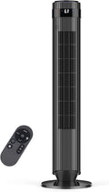 Tower Fan for Bedroom, 28dB Quiet Floor Standing Fan with Remote, 12H Timer, 5 Speeds, 4 Modes, LED Display, Portable Bladeless Oscillating Cooling Fan for Indoor, Home, Office - Black