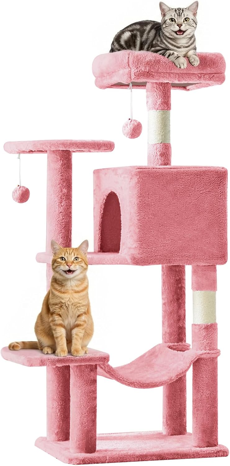 33-inch Cat Tree Tower for Indoor Cats, Small Cat Scratching Post with Curved Bed, Cat Tree with Cat Condo for Adult, Grey