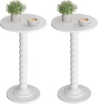 Round Side Table for Small Spaces, Modern Accent End Table with Solid Wood Leg, Versatile Drink Table for Living Room, Bedroom, Corners, Brown 2 Pack