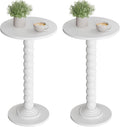 Round Side Table for Small Spaces, Modern Accent End Table with Solid White Leg, Versatile Drink Table for Living Room, Bedroom, Corners, White 2 Pack