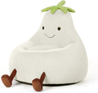 Kids Bean Bag Chair, Stuffed Toddler Couch with Faux Rabbit Fur Cover for Teens & Kids, Comfy Lazy Sofa Chair for Reader, Living Room, Bedroom, Aged 4-12 Years, 24 Inch, Beige
