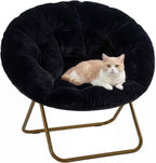 Comfy Saucer Chair,Faux Fur Lounge Seasting XL Circle Chair for Bedroom, Dorm & Gaming, Foldable Fashion Accent Seat for Small Spaces, Folding Moon/Mushroom/Round Oversized Style,Hot Pink