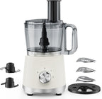 Food Processor 10.5 Cup, Vegetable Choppers with Slicing Shredding Chopping Kneading, Dishwasher Safe, Food Grinder, Stainless Steel Blades, for Smoothie Fruit Dough, 2.6QT, White