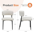 Dining Chairs Set of 4, Mid Century Modern Chair Round Upholstered Curved Backrest, Kitchen Vanity Living Room Chairs with Black Metal Legs, Beige