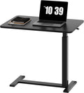 Overbed Bedside Table with Wheels, Adjustable Hospital & Home Use Bed Table, Rolling Laptop Table, Mobile Standing Desk, Black