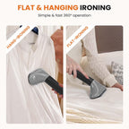 Standing Garment Steamer, 1500W Powerful Steamer for Clothes with Roll Wheels, 1.7L Water Tank for 55 Min Continuous Steaming, Professional Wrinkle Remover Heats in 45 Seconds