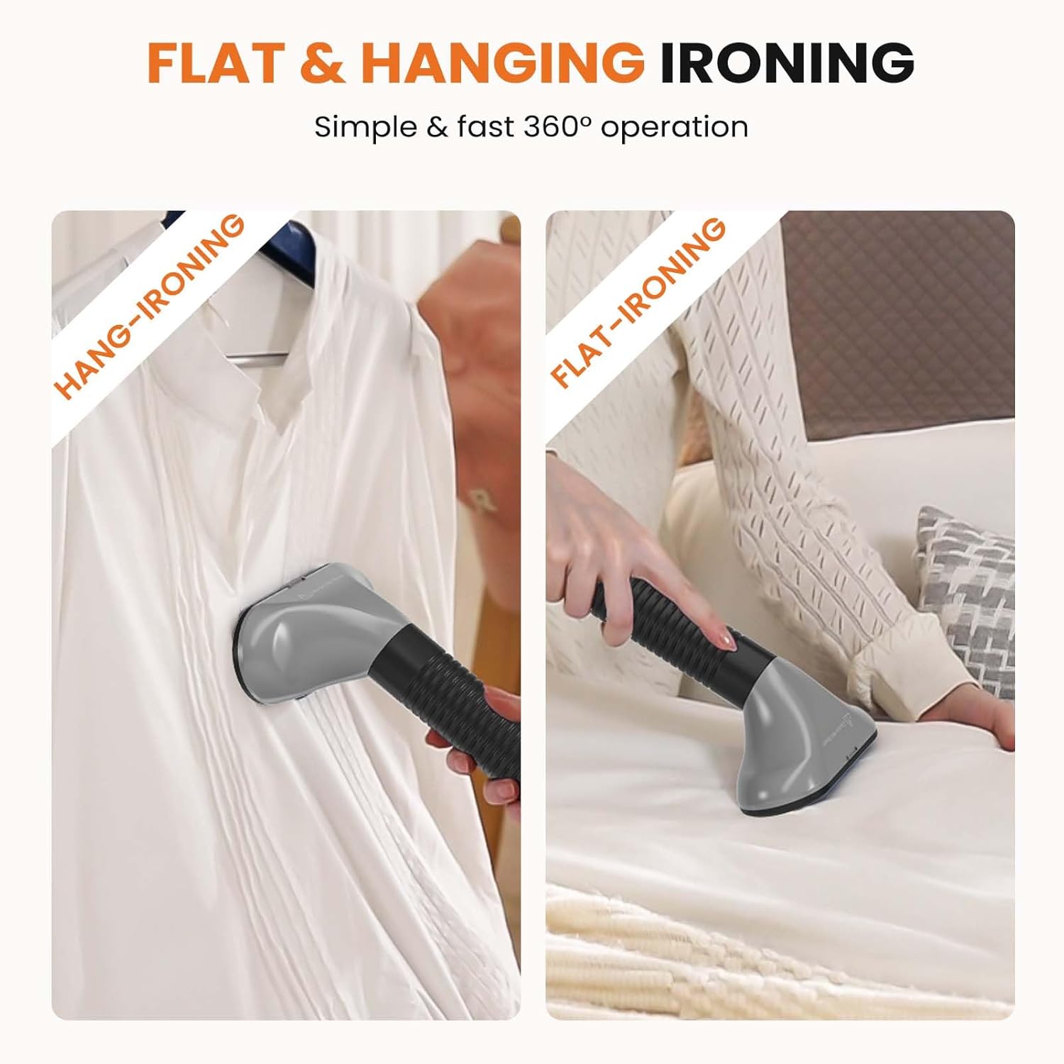 Standing Garment Steamer, 1500W Powerful Steamer for Clothes with Roll Wheels, 1.7L Water Tank for 55 Min Continuous Steaming, Professional Wrinkle Remover Heats in 45 Seconds