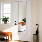 47x14 Full Length Mirror Over The Door, Wall Mounted Full Body Mirror, Door Hanging Metal Aluminum Alloy Frame Dressing Mirror for Bedroom, Living Room, Entryway, Gold