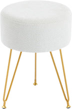 Velvet Vanity Stool, 350LBS Heavy-Duty Makeup Stool with 4CM Thick Cushion, Round Ottoman Footrest Chair for Bedroom, Bathroom, Dressing Table, Easy-Clean Soft Fabric, Black