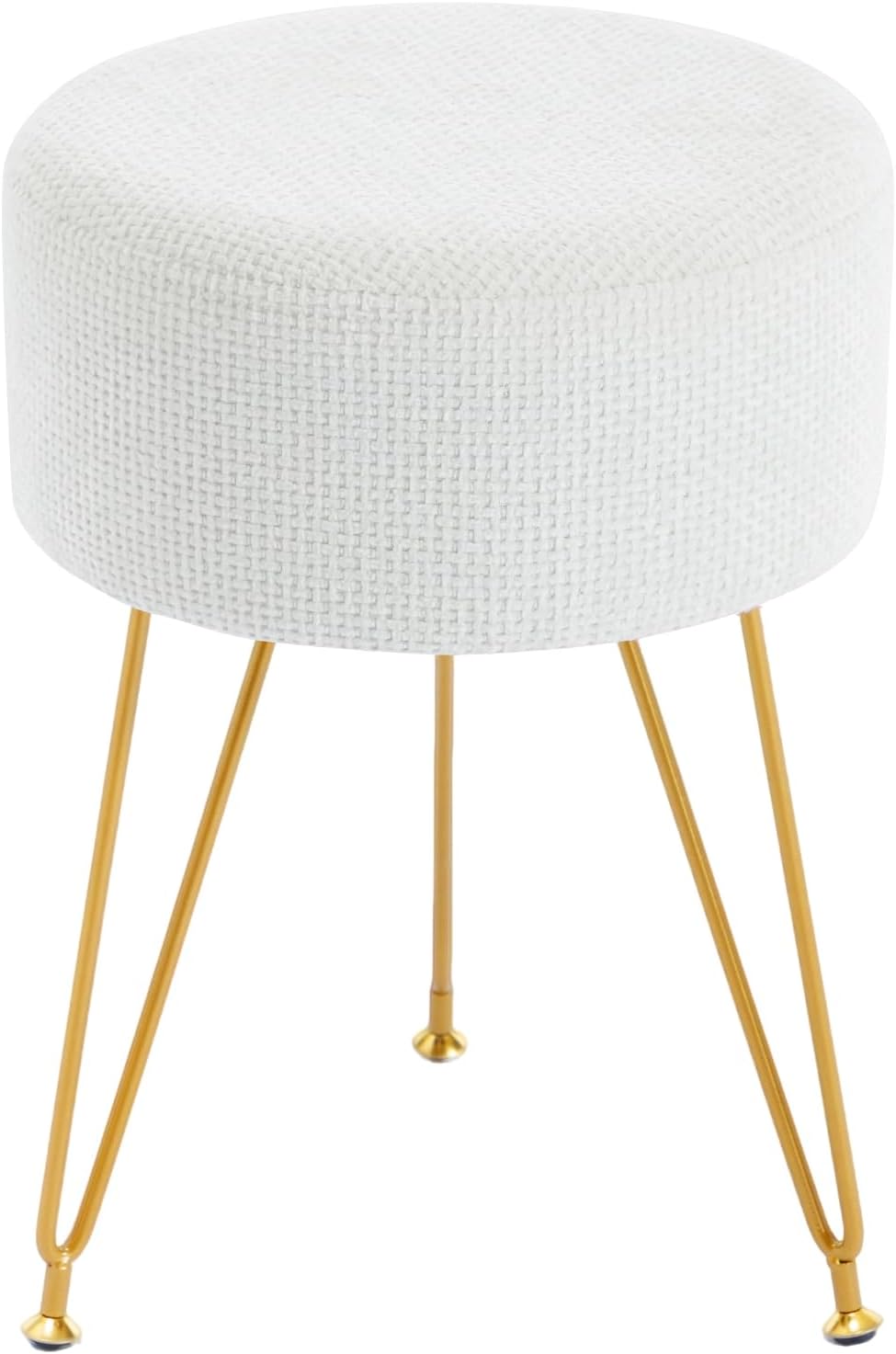 Velvet Vanity Stool, 350LBS Heavy-Duty Makeup Stool with 4CM Thick Cushion, Round Ottoman Footrest Chair for Bedroom, Bathroom, Dressing Table, Easy-Clean Soft Fabric, Black