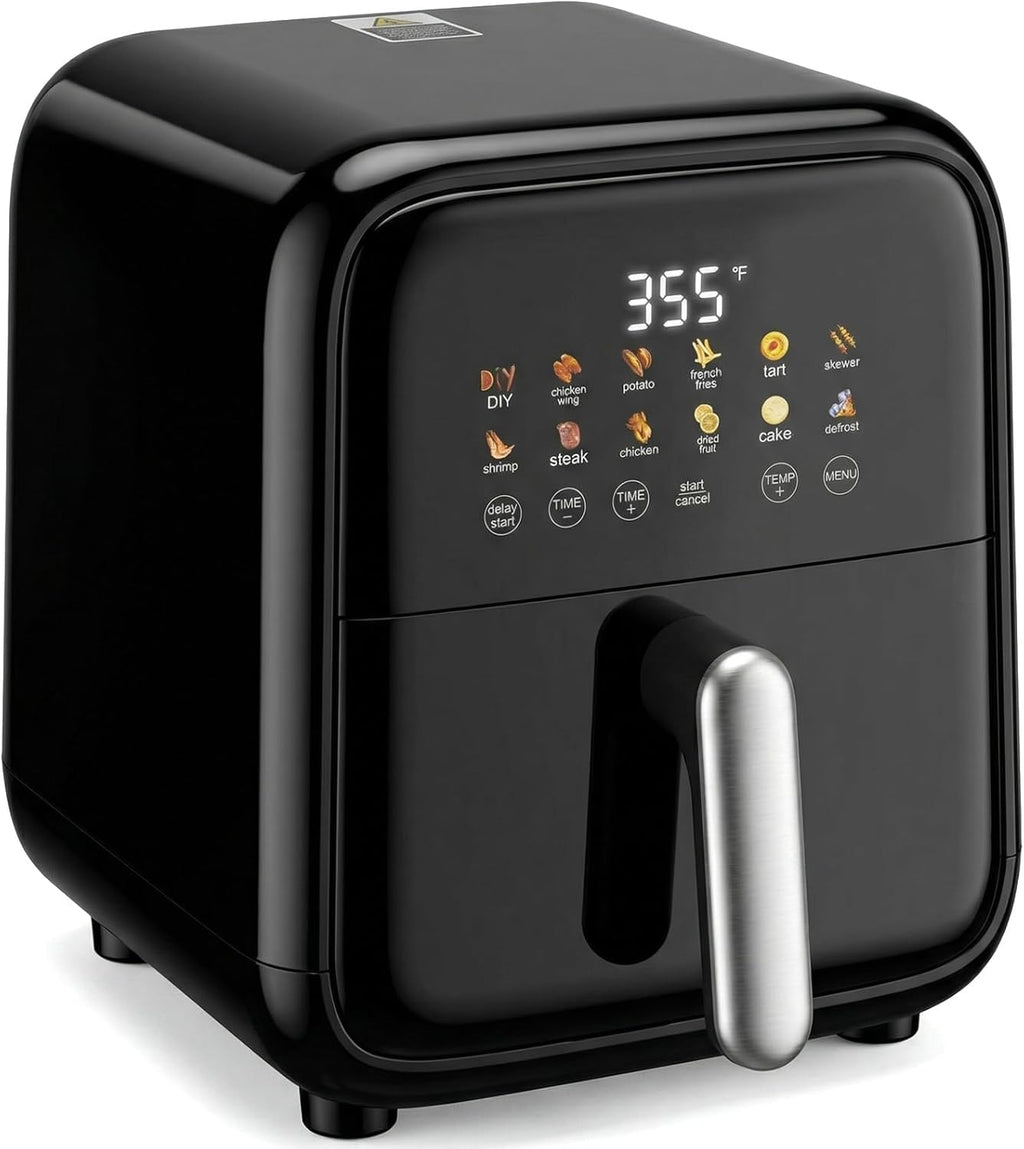 7.9QT Air Fryer with Window, 12-In-1 Large Air Fryer for Family, 400??F Rapid Air Crispy Technology, Roast Bake Dehydrate Reheat, Nonstick & Easy-Clean Basket, 1800W, Black