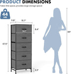 TV Stand Dresser with 5 Fabric Storage Drawers, Media Console Featuring Open Shelf for 45 inch TV, Compact Entertainment Unit for Bedroom, Living Space, or Dorm Organization, Light Grey