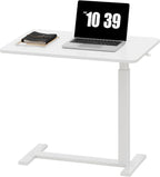 Overbed Bedside Table with Wheels, Adjustable Hospital & Home Use Bed Table, Rolling Laptop Table, Mobile Standing Desk, Black