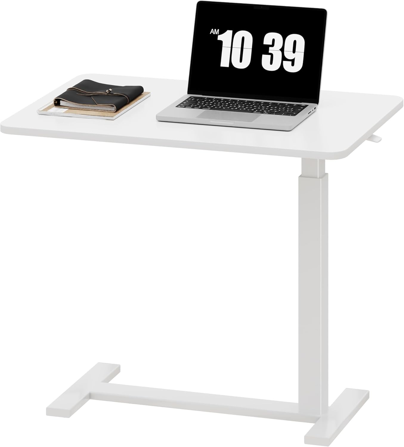 Overbed Bedside Table with Wheels, Adjustable Hospital & Home Use Bed Table, Rolling Laptop Table, Mobile Standing Desk, Black
