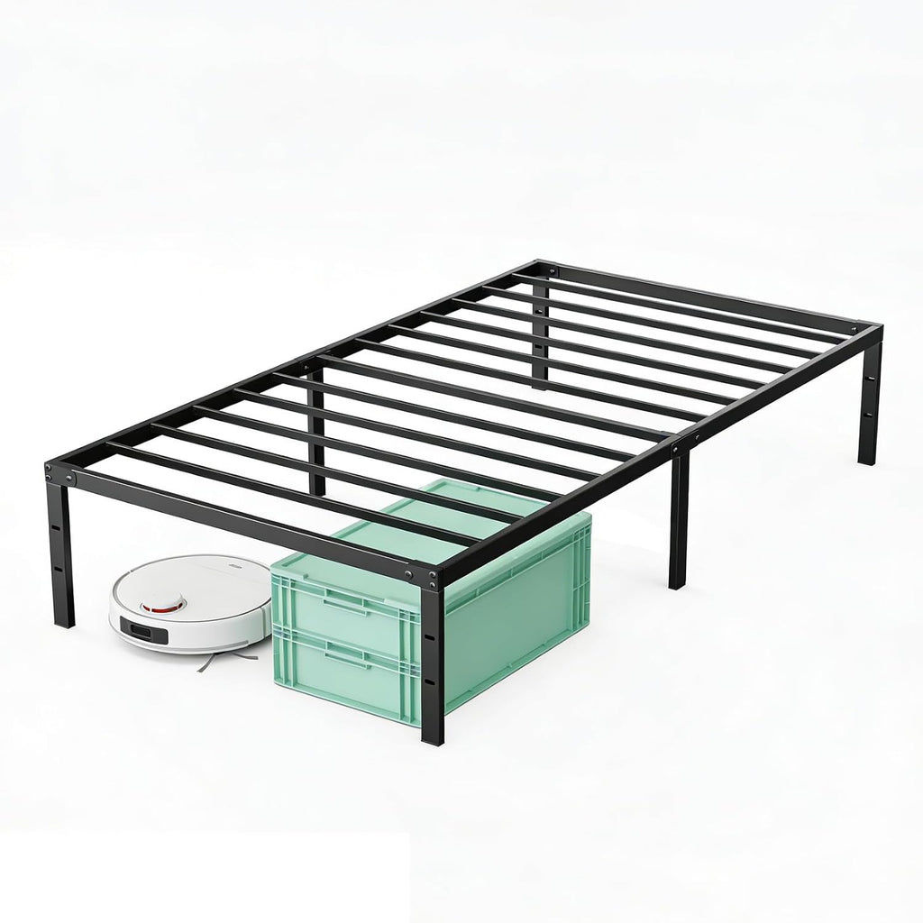 Full Size 18 Inch Platform Bed Frame, Heavy Duty Metal Foundation Frame, Noise-Free Sturdy Steel Slats, Underbed Storage, No Box Spring Needed, Quick Setup