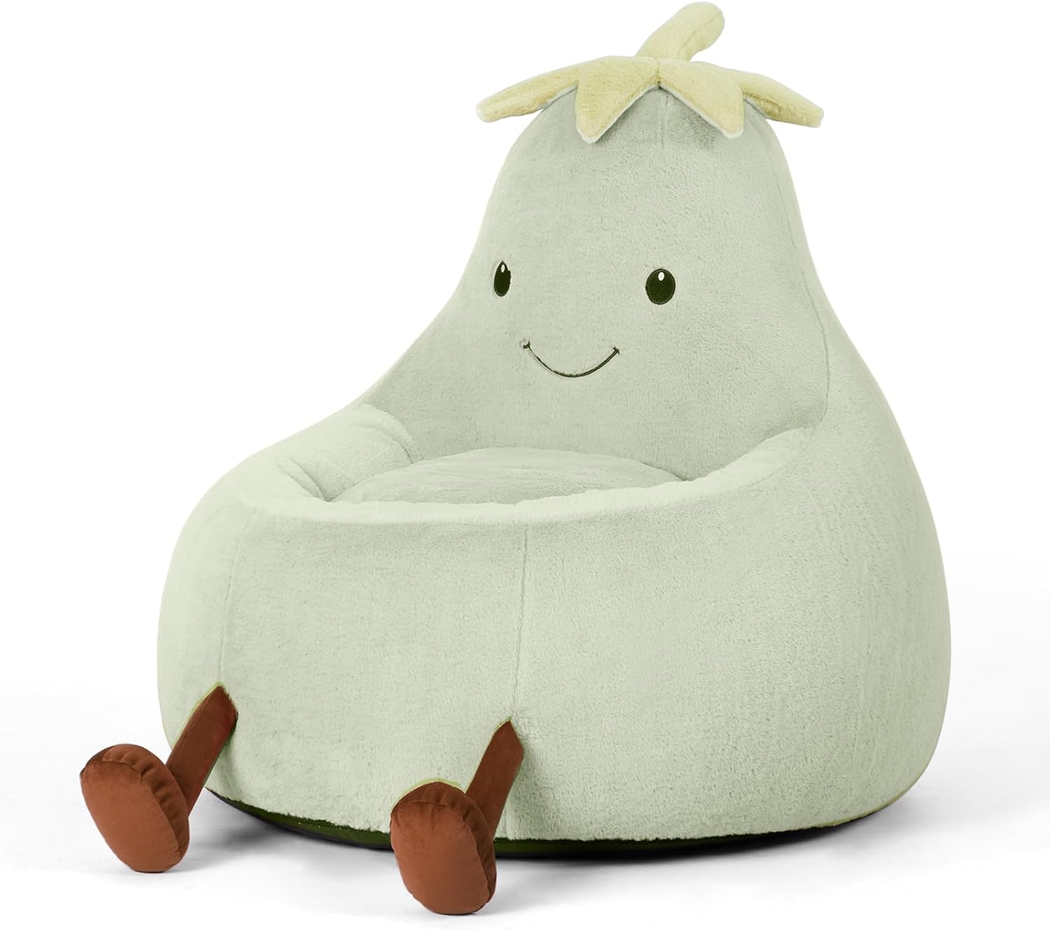 Kids Bean Bag Chair, Stuffed Toddler Couch with Faux Rabbit Fur Cover for Teens & Kids, Comfy Lazy Sofa Chair for Reader, Living Room, Bedroom, Aged 4-12 Years, 24 Inch, Green