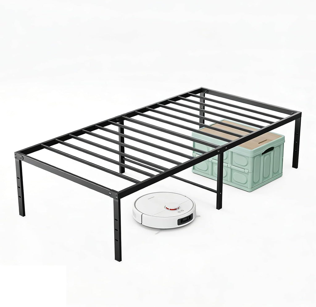 Twin Size 16 Inch Platform Bed Frame, Heavy Duty Metal Foundation Frame, Noise-Free Sturdy Steel Slats, Underbed Storage, No Box Spring Needed, Quick Setup