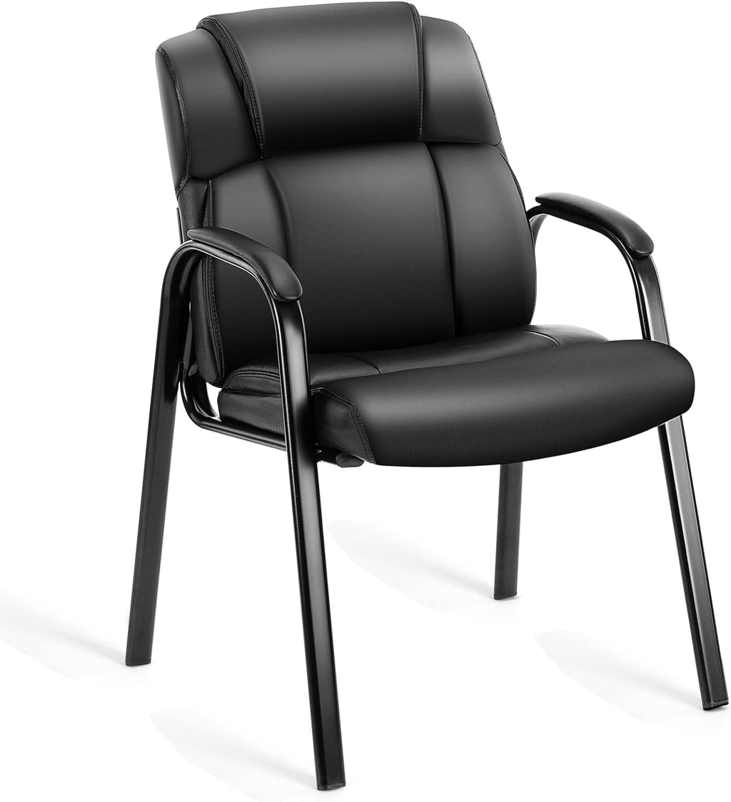 Waiting Room Chair Set of 6, Leather Office Desk Reception Guest Stationary Side Chairs with Padded Arms for Home Conference Lobby Area Meeting Church Medical Clinic Elderly Student