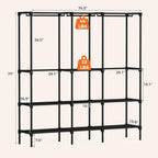 Portable Wardrobe Closet with Hanging Rods, 74.5 Inch Wide Portable Clothing Rack with Shelves, Heavy Duty Clothes Rack, Freestanding Closet Organizer