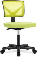 Small Desk Chair Armless, Ergonomic Adjustable Home Office Swivel Rolling Task Chair No Arms, Comfy Mesh Mid Back Computer Work Vanity Desk Chiars with Wheels for Small Spaces, Green