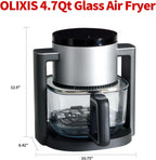 4.7Qt Glass Air Fryer, Non Toxic Air Fryer with 10 Preset Cook Modes, 395??F Rapid Air Crispy Technology, Roast Bake Dehydrate Reheat, Nonstick & Easy-Clean Basket, 1300W