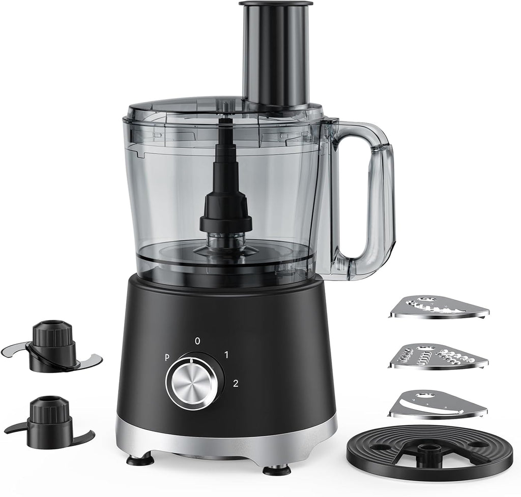 Food Processor 10.5 Cup, Vegetable Choppers with Slicing Shredding Chopping Kneading, Dishwasher Safe, Food Grinder, Stainless Steel Blades, for Smoothie Fruit Dough, 2.6QT, White