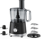 Food Processor 10.5 Cup, Vegetable Choppers with Slicing Shredding Chopping Kneading, Dishwasher Safe, Food Grinder, Stainless Steel Blades, for Smoothie Fruit Dough, 2.6QT, Black