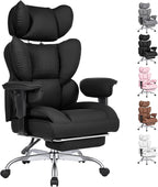 Big and Tall Office Chair 350 LBS, Scratch-Resistant PU Leather Executive Office Desk Chair with Footrest, Ergonomic Reclining Computer Chair with Pocket Spring Support for Home Office, Brown