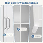 Office Storage Cabinet, Large Capacity Organizer, Wooden Bedroom Storage Unit for CD, Blankets and Books, Suitable for Living Rooms, Office and Study Rooms, White