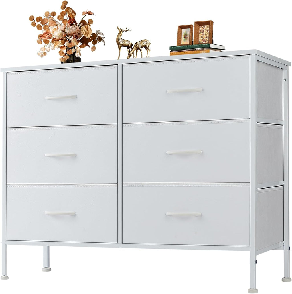 8 Drawer Storage Dresser with Wood Top - Wide Fabric Chest Organizer for Bedroom, Closet, Living Room,Tower Cabinet, TV Stand, Hallway Entryway Furniture,Grey